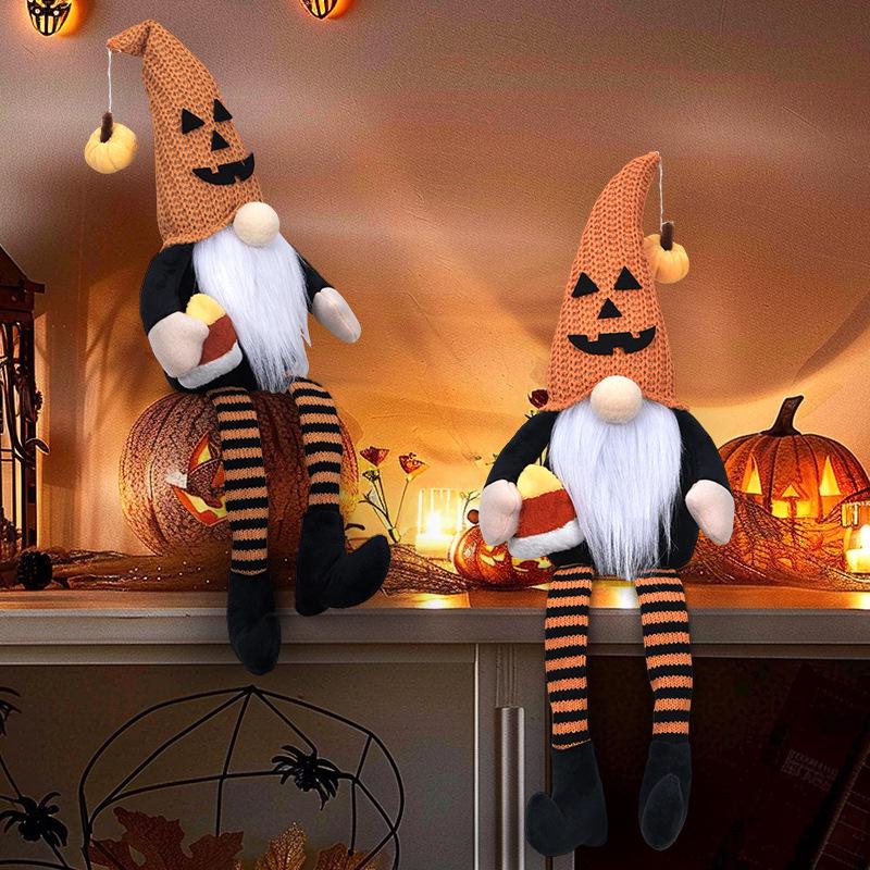 Halloweenová panenka trpaslíka s dlouhýma nohama a bez tváře se špičatým kloboukem - Kreativní přeshraniční dekorace
