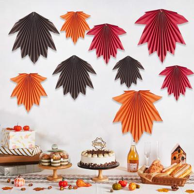 Yousheng 9 Stück Herbstparty Ahornblätter Papierfächer Rustikale Hängende Papierfächer Dekoration für Herbst Erntedankfest Geburtstag Babyparty Hochzeitsdeko