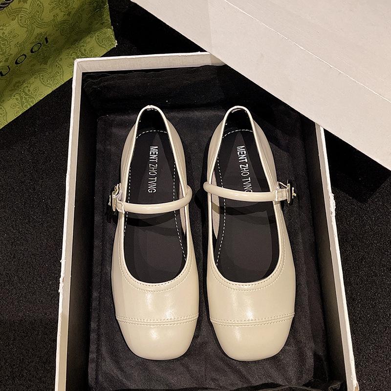 Dameneinzelne Schuhe Mary Jane flacher Mund neu Fee Französisch 2025 Frühling Koreanische Version eckiger Kopf Wind weiche Sohle Doudou Schuhe