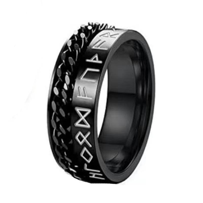 Men's Rotatable Titanium Steel Rune Decompression Ring