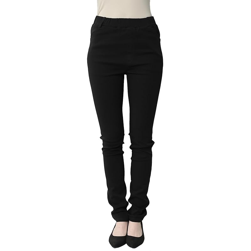 

[JANJAM] large size ladies leggings pants waist elastic Ankle length beautiful legs skinny pants bottoms black 80cm 4L