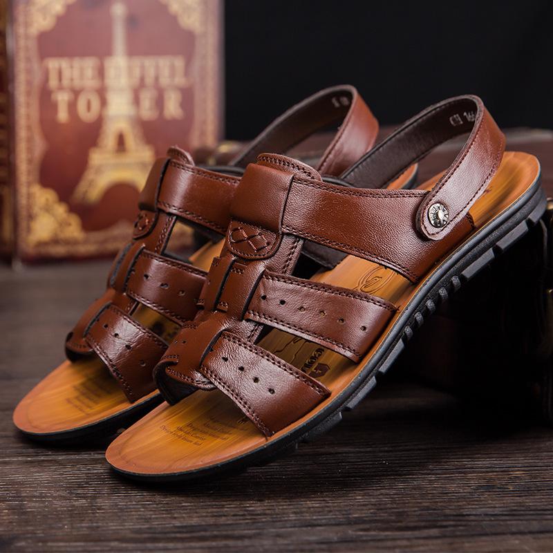 Men's Extra Large Cowhide Beach Sandals, Summer 2025, Sizes 46-47