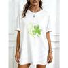 Oversized T Shirt Black Cat And Clover Print Casual Streetwear For Women