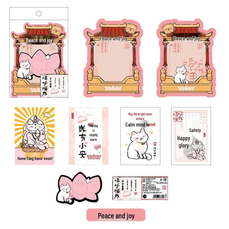 Mu Ran Cute Cat Sticky Notes & Journal Stickers - Fun Irregular Memo Markers & Small Cards