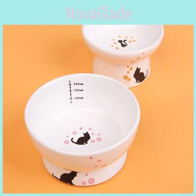 High-legged Ceramic Cat Bowl For Wholesale Japanese Style Neck Protective White Color Perfect For Feeding And Watering Your Cat