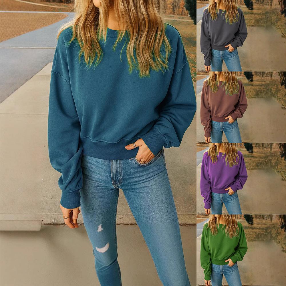 Casual Round Neck Long Sleeve Pullover with Pocket Mesh Fabric Multicolour Womens Sweatshirt Daily Wear Comfortable Casual Style for Daily Outfits