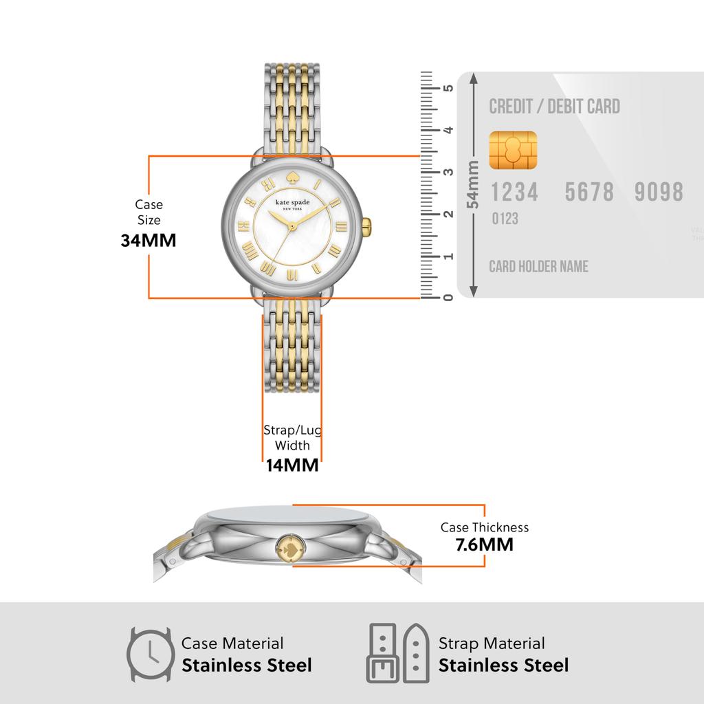 Spade Neue LILY AVENUE KSW1822 Silber Gold Uhr [Kate York] Damen &