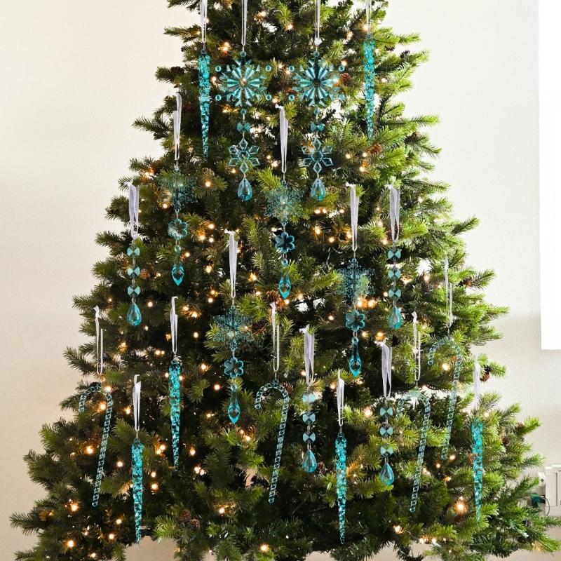 20PCS Clear Shatterproof Icicle Christmas Ornament Durable Portable Hanging Decors For Tree Door Curtain Holiday Decoration