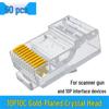 10P10C Gold-Plated RJ48 Network Cable Connector - Ten-Core Crystal Head for Scanner Connection.