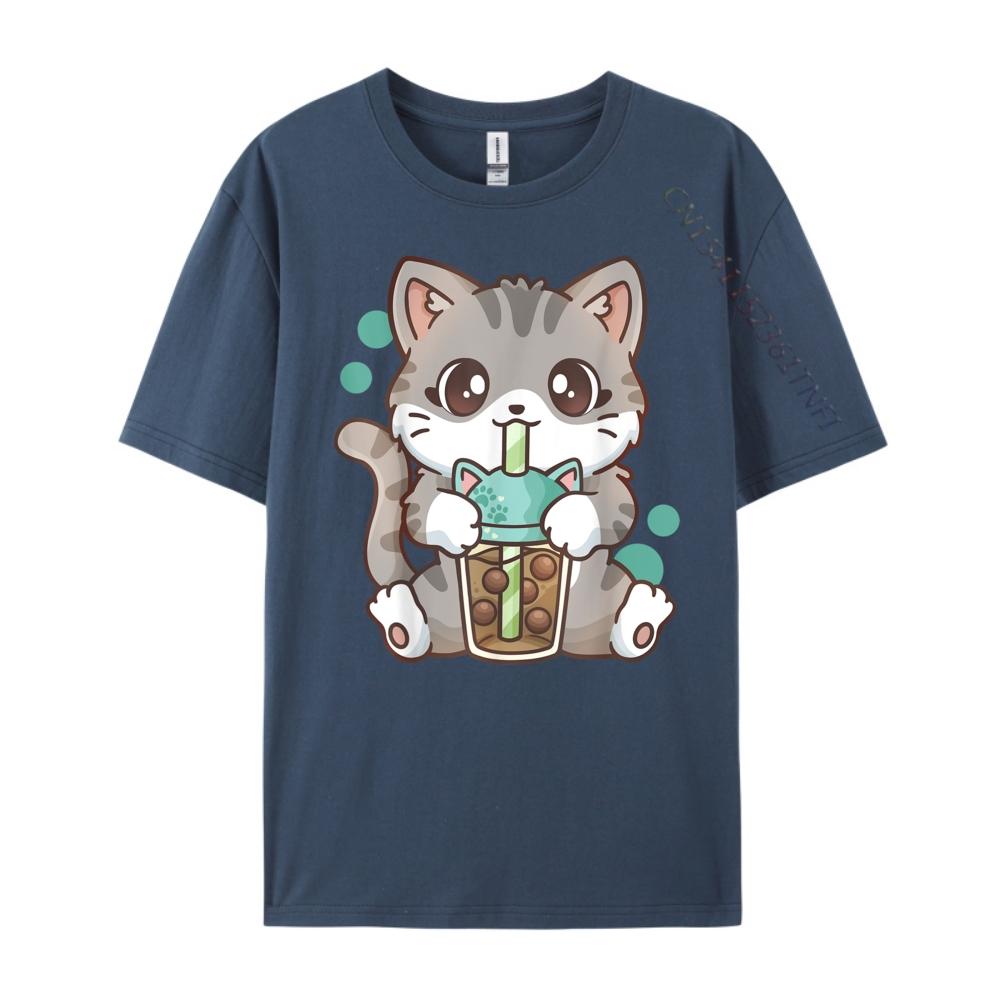 Boba Cat Bubble Tea Cat Kawaii Anime Girls Graphic T Shirts Unisex Oversized Camiseta Masculina Holidays