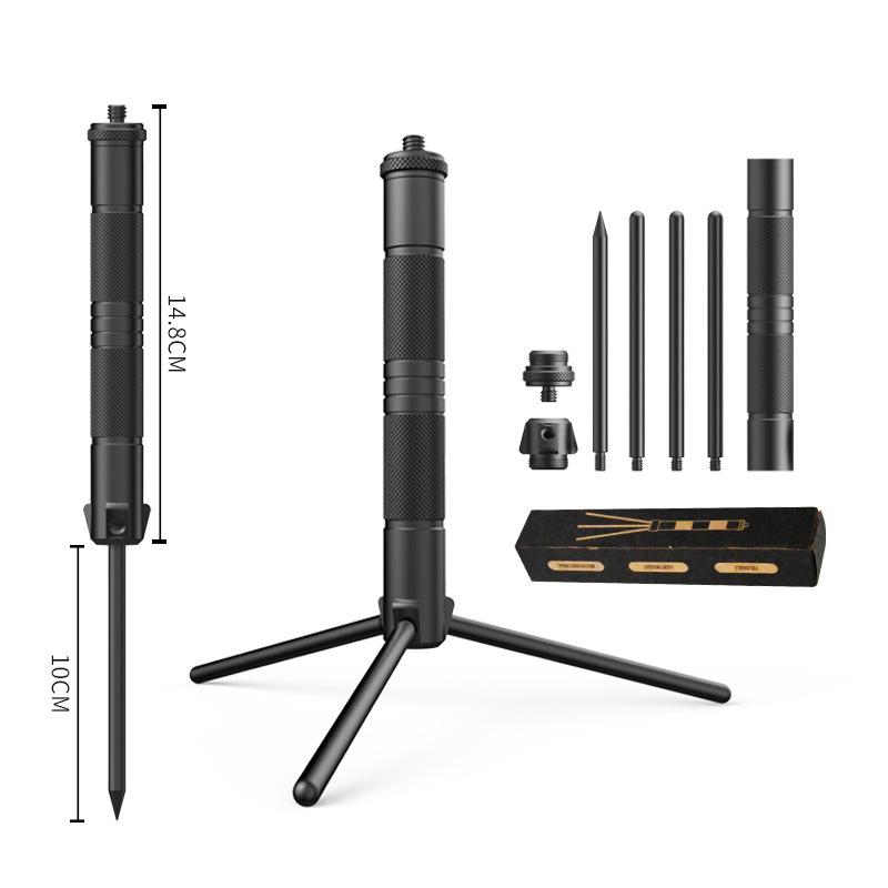 Multifunctional Outdoor Tripod: Aluminum Alloy Spike with Ball Head for Camping, Lighting, and Camera/Live Streaming