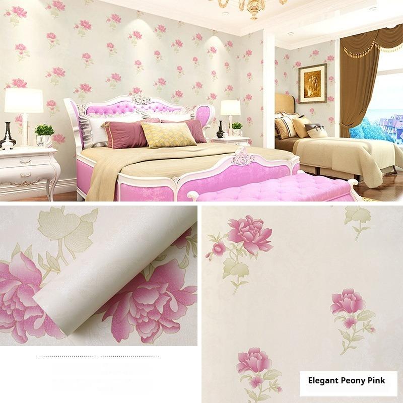 Selvklebende Tapet Pastoralt Blomstermønster Selvklebende Tapet Soverom Stue Møbler Renovering Vanntett og Fuktsikker 10 Meter