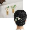 Korean  Hair Corsage Hanbok Hair Ornament Set, Rose Blossom White + Green