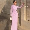 Europäischer & Amerikanischer Stil 2025 Elegantes Einfarbiges Langarm Falten Slim Fit Kleid für Damen - Herbst/Winter Kollektion.