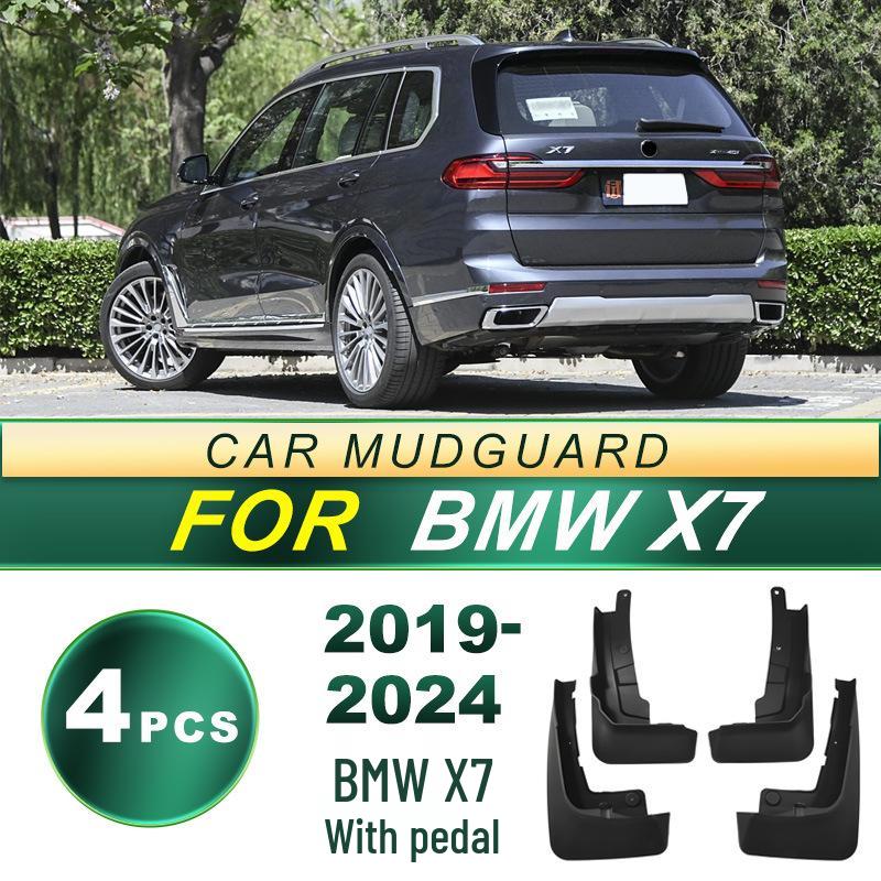 Fits 2019-2024 BMW X7: Soft Rubber Mud Flaps and Pedal Model Tire Mudguards for Modification.