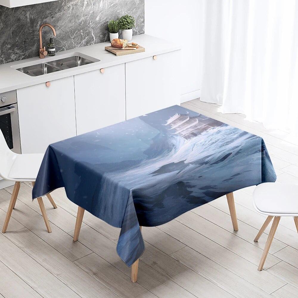 Sci-Fi Tablecloth Camping Party  Stain Resistant Waterproof Rectangular Kitchen Dining Table Home Decor
