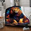 1pc Lion Colors Print Blanket   Lightweight Flannel Throw Blanket For Sofa, Bed, Living Room, Office, Outdoor Travel, Camping