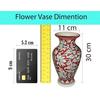 Hand Painted Flower Vase, Red