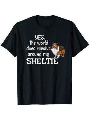A T-Shirt for Sheltie Moms That Says The World Revolves Around Their Sheltie