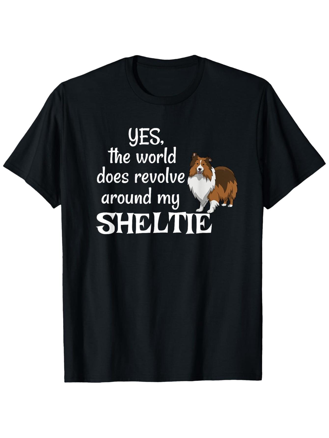 A T-Shirt for Sheltie Moms That Says The World Revolves Around Their Sheltie S разноцветный