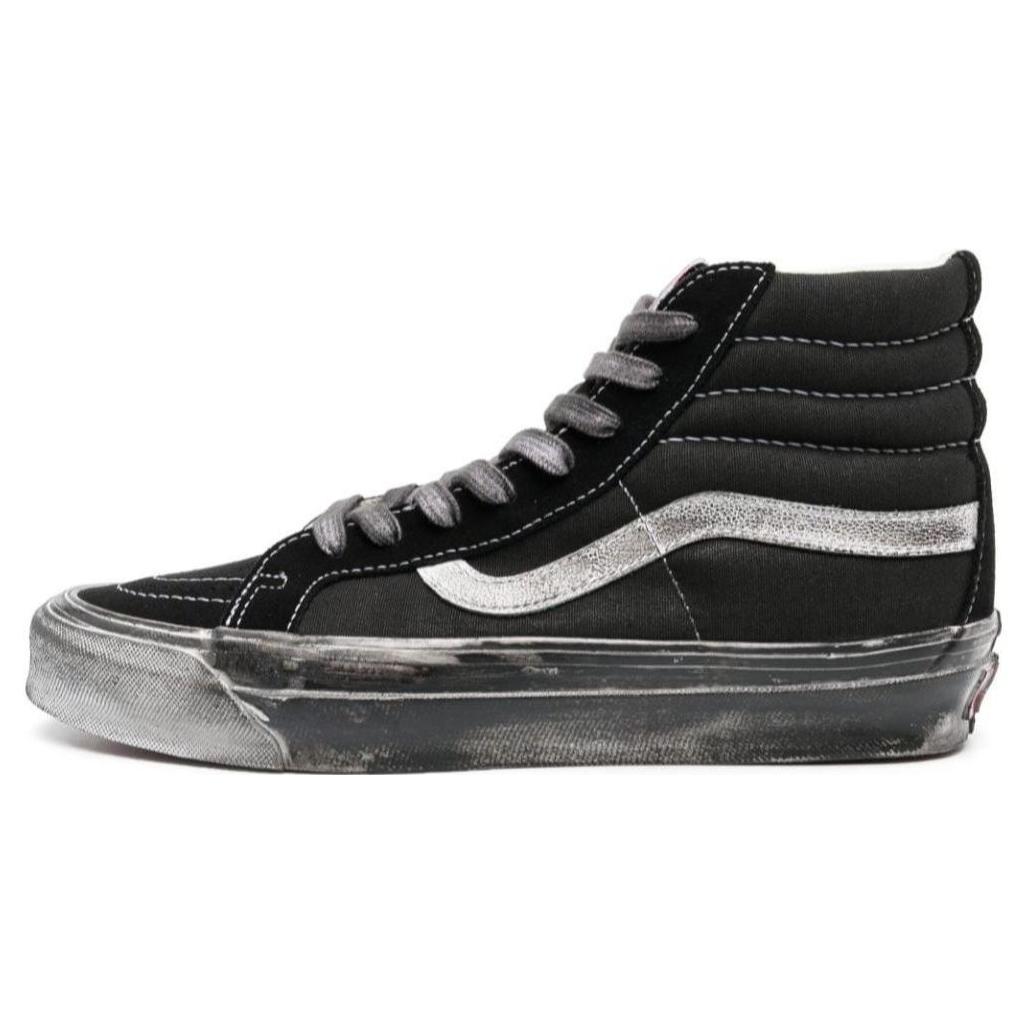 

New Vans Og Sk8Hi Lx Stressed Black White Women s VN0A4BVBBA21 36