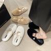 New Style Women's Autumn and Winter Thick Bottom Plush Cotton Slipper Outside Wear Baotou Soft Bottom Slippers Pearl Accessories