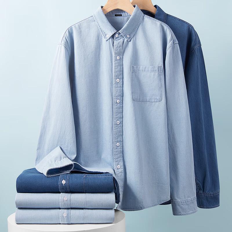 Mark Fairwhale Men's Loose Fit Pure Cotton Denim Workwear Shirt