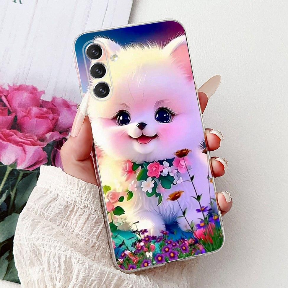 For Samsung A04s Case SM-A047M Clear Aesthetic Cute Cat Fashion Flowers Painted Back Cover For Samsung Galaxy A04s Phone Case