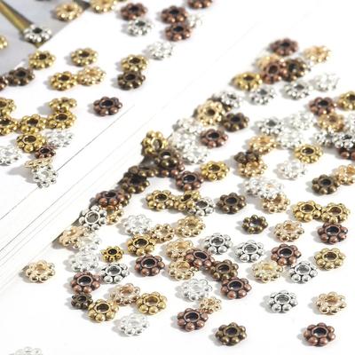 200Pcs 4mm 5mm 6mm Daisy Flower Spacers Bead Metal Tibetan Silver Color Spacer Beads for Jewelry Making