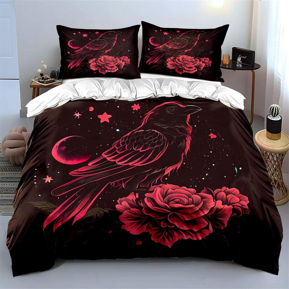 Raven Rose Night Decor Set Soft Comfortable Duvet Cover Bedding Set Included 1*Duvet Cover & 2*Pillowcases, Gift