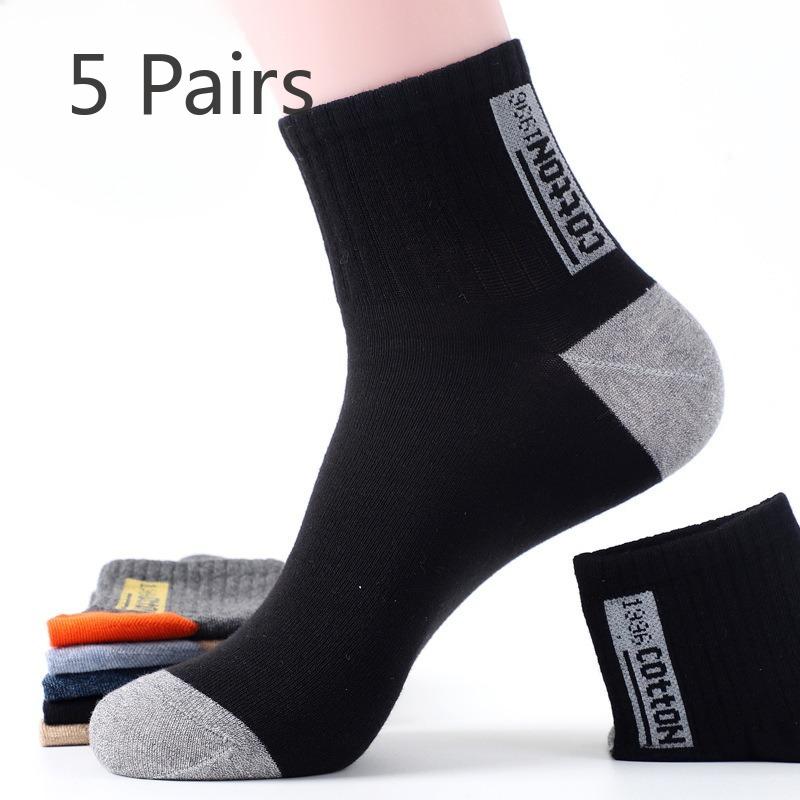 

5 пар мужских демисезонных носков для отдыха, на каждый день, из чистого хлопка, влагоотводящие, дезодорирующие 5 Pairs чёрный