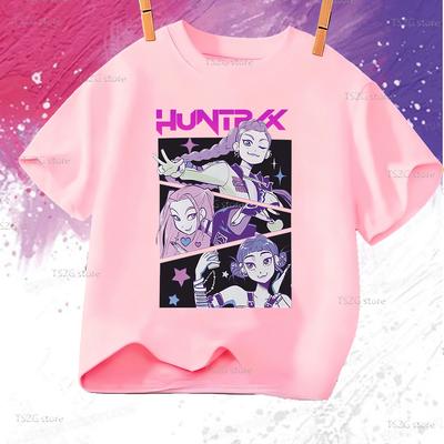 Huntrix Kpop Demon Hunters T-Shirt for Boys Girls T-shirt Fans Gift Summer Short Sleeve Children Tees Top Fashion Kids T-shirt