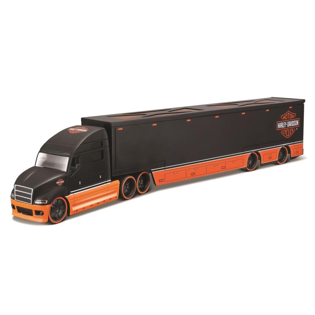 Maisto 1/64 Scale Harley-Davidson Custom Trailer Truck / Diecast Model Car (11516 (BLACK/ORANGE))