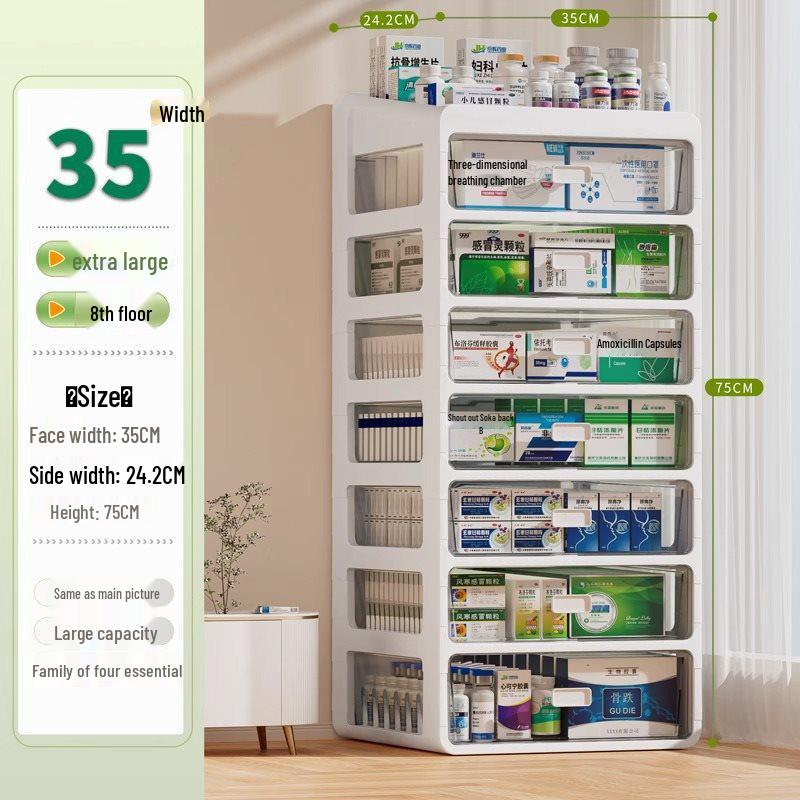 Large Capacity Family Medicine Storage Organizer Drawer Type Cabinet