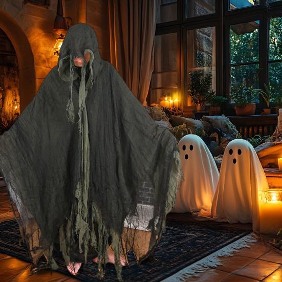 Halloween Hooded Cloak Medieval Renaissance Gothic Wizard Cape with Hood Scary Grim Reaper Cosplay Costume for Men Women