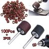 100Pcs 1/2" 80Grit Sander Paper Sanding Bands +2pcs 1/8" Mandrel for Rotary Tool
