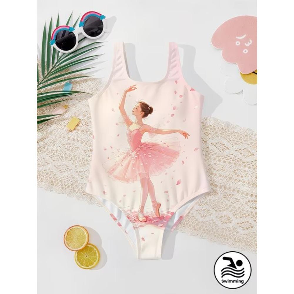 Girls One Piece Swimsuit Cute Cartoon Colorful Flower Print Sleeveless Swimwear Kids Summer Beach Bathing Suit