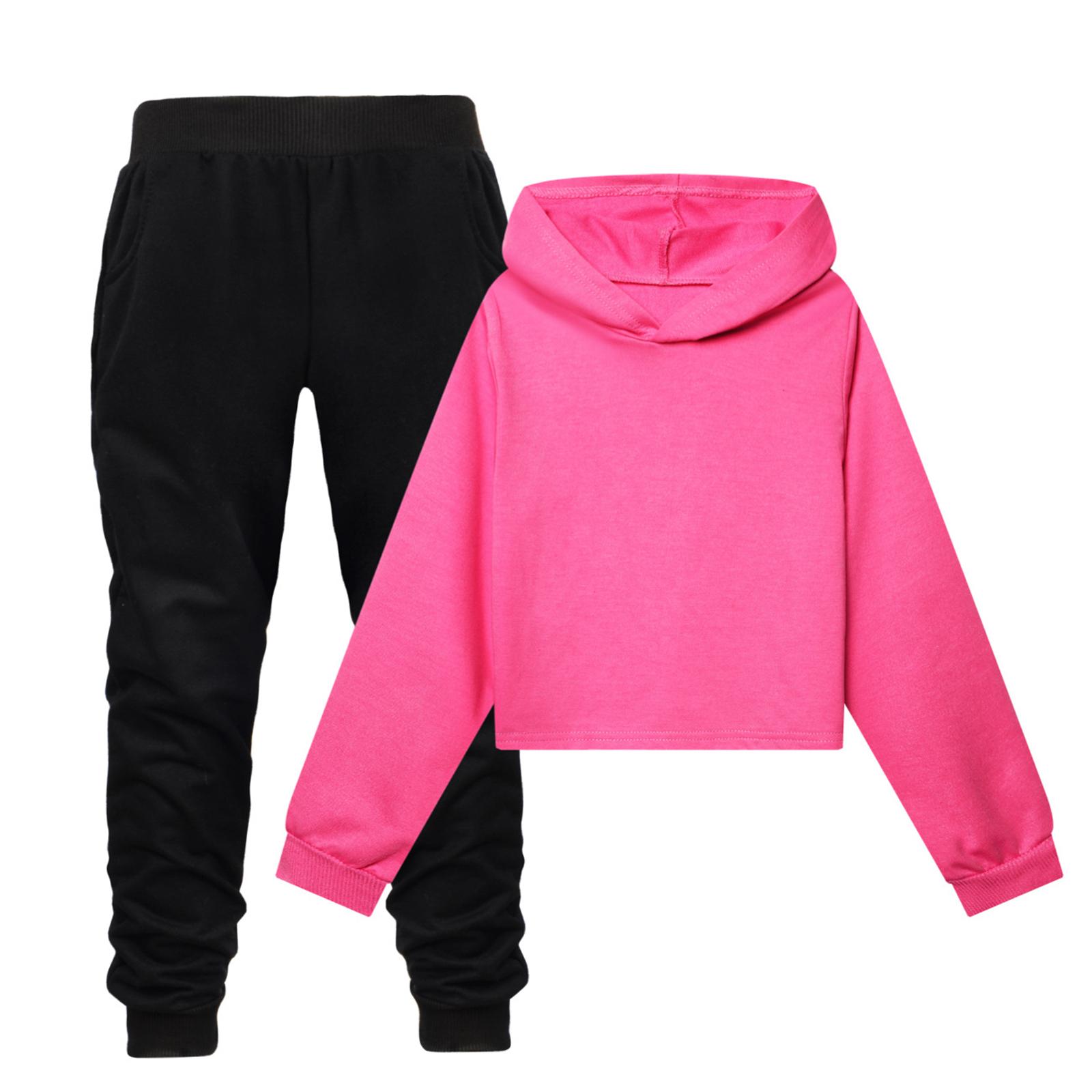 

Children s Hooded Top And Trousers Two-piece Sportswear Set Long-sleeved Solid Color Clothing Set 130