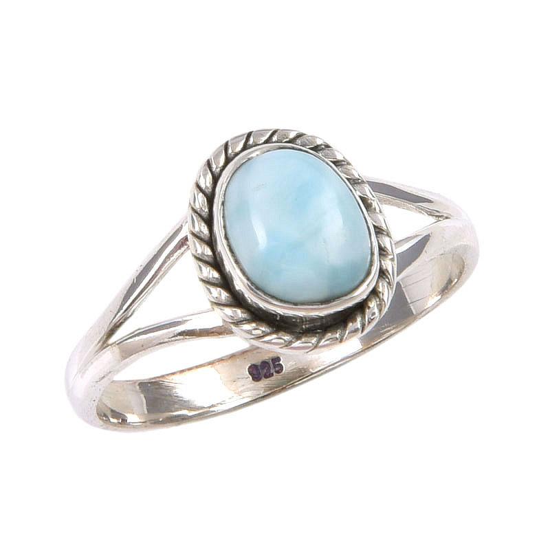 Natural Republic Larimar Gemstone Handmade 925 Sterling Silver Ring Size 7 m1P04