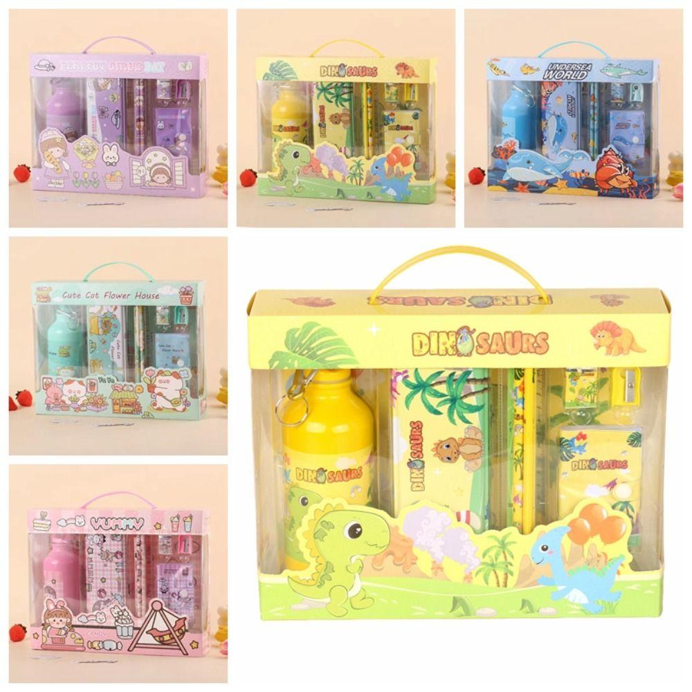 Ruler Notebook 8 In 1 Stationery Set Pencil Eraser Stationery Set with Tumbler  Boys Girls