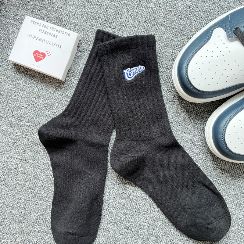 Cityboy Men's Trendy Cartoon Embroidery Mid-Calf Socks - Sweat-Absorbing Sport Socks for Autumn & Winter