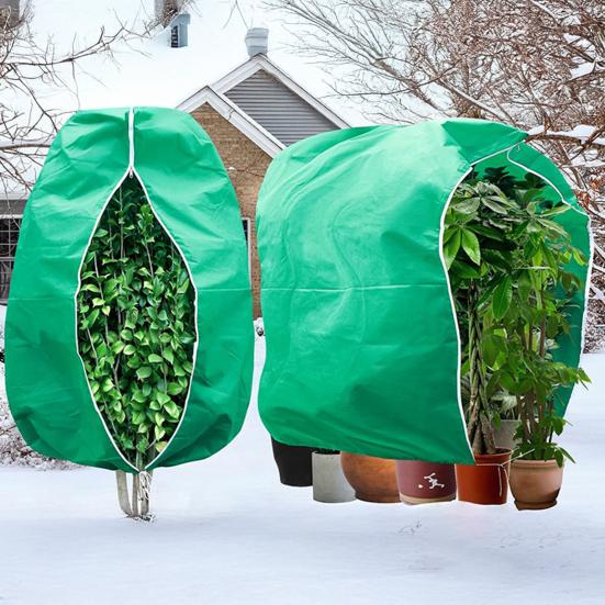Yousheng Pflanzenschutzhülle mit Kordelzug und Reißverschluss, wiederverwendbares Vliesstoff, Winter, Außenbereich, Garten, Baum, Sträucher, Topfpflanzen, Frostschutzsack