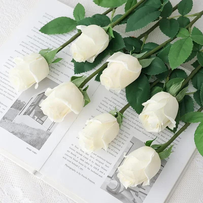 10 Pcs/lot Moisturizing Real Touch Roses Artificial Flowers Bridal Bouquet Rose Wedding Decor Home Party Valentine's Day Floral