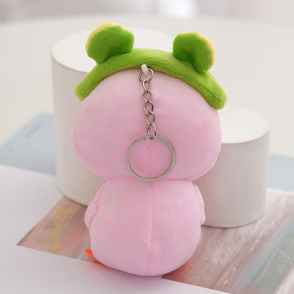 12cm Cute Little Doll Plush Toy with Hat Duck Rabbit Frog Pendants Gifts