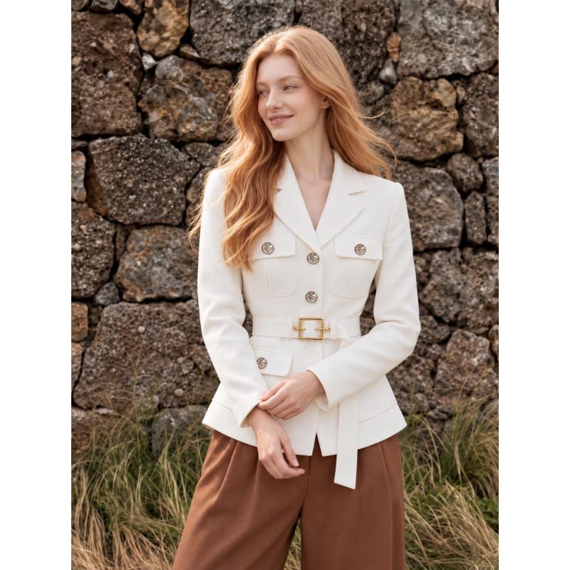 i.t:CHOCOOLATE Women's Lapel Belted Blazer
