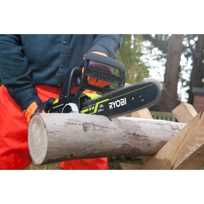RYOBI - Tronçonneuse 18V ONE+ - Brushless - Guide 30cm - 10 M/s - Tendeur Sans Outil + Batterie 5,0 Ah & Chargeur 2,0A - RCS18X3050F