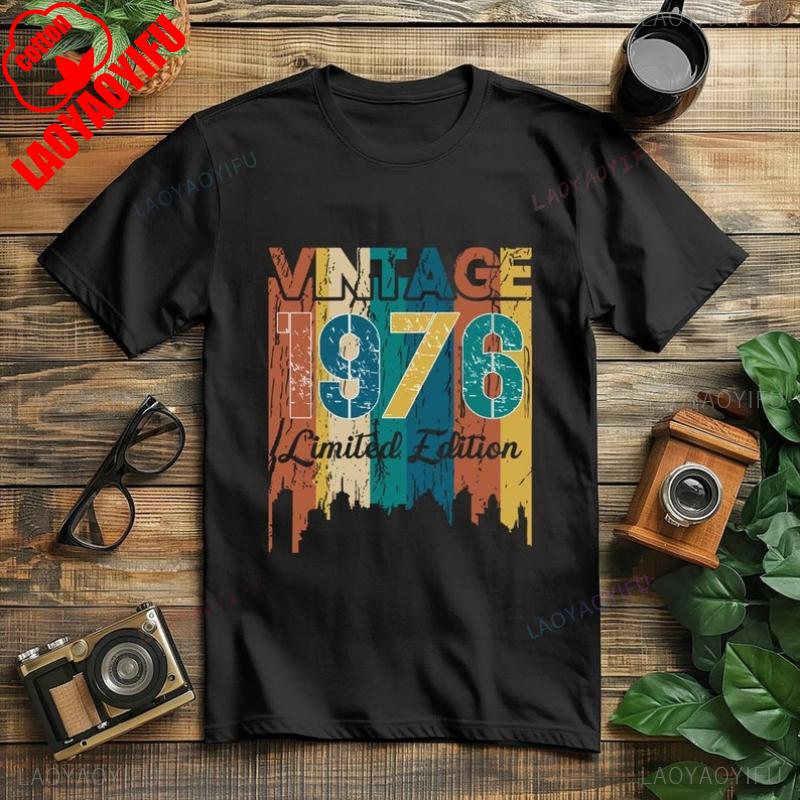 Vintage 1976 Shirt 48th Birthday Gifts For Unisex Wounisex Commuter Tee Hipster Street Fashion Casual Style Tops Tee Graphic T Shirts