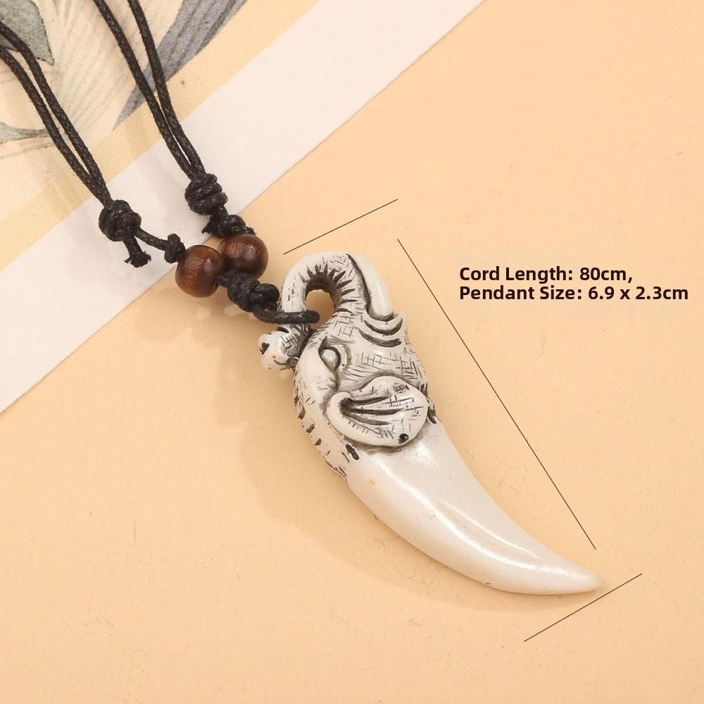 Ethnic style Shark Tooth Necklace Resin Tribal Style Pendant Gifts Sweater Chain