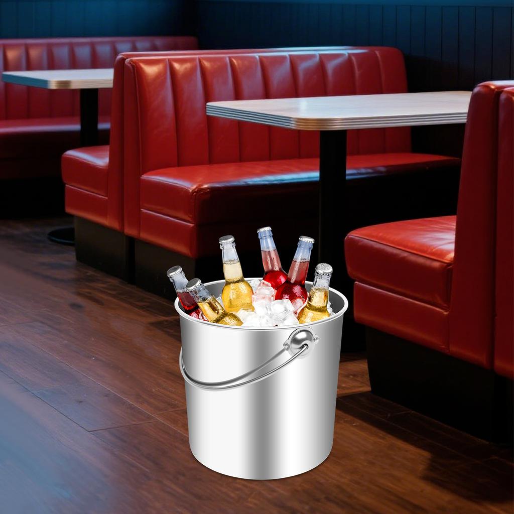 Balde de Aço Inoxidável de 20L com Tampa, Cooler Balde de Gelo para Bebidas, Festa, Exterior, À Prova de Ferrugem, À Prova de Vazamento, Recipiente Isolado