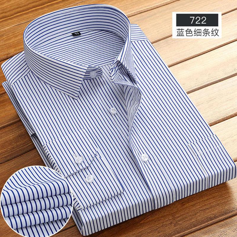 

Men s Long-sleeved Shirt Spring Summer Business Casual Cotton Non-ironing High Quality Breathable Fashion Stripe New 44